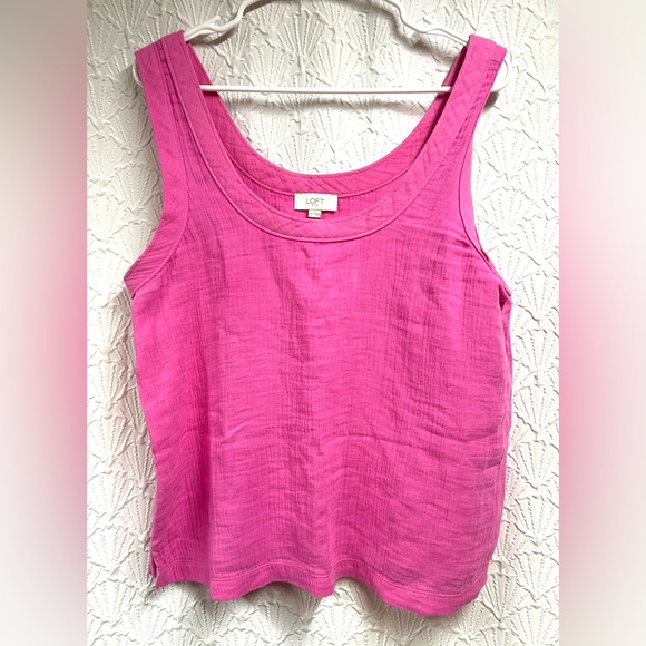 LOFT Pink Medium 100% Cotton Sleeveless Women's Top - Picture 1 of 5